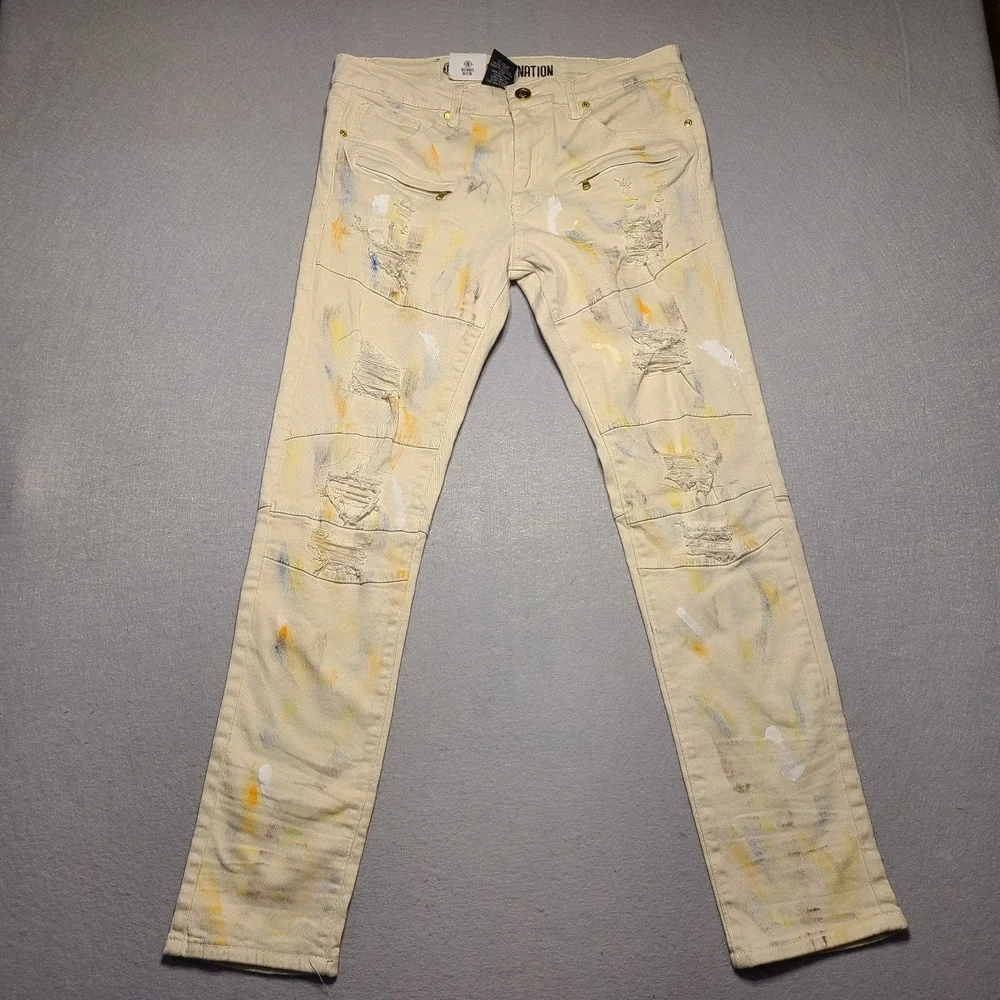Argonaut Nation Jeans Men 34x32 Distressed Brown Cotton
